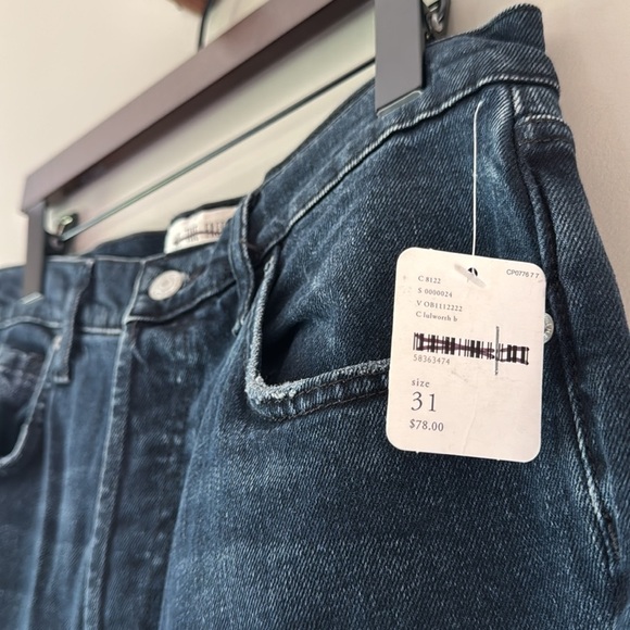 FREE PEOPLE WE THE FREE DISTRESSED, FRAYED HEM, BUTTON FLY JEANS 31 - Picture 7 of 12